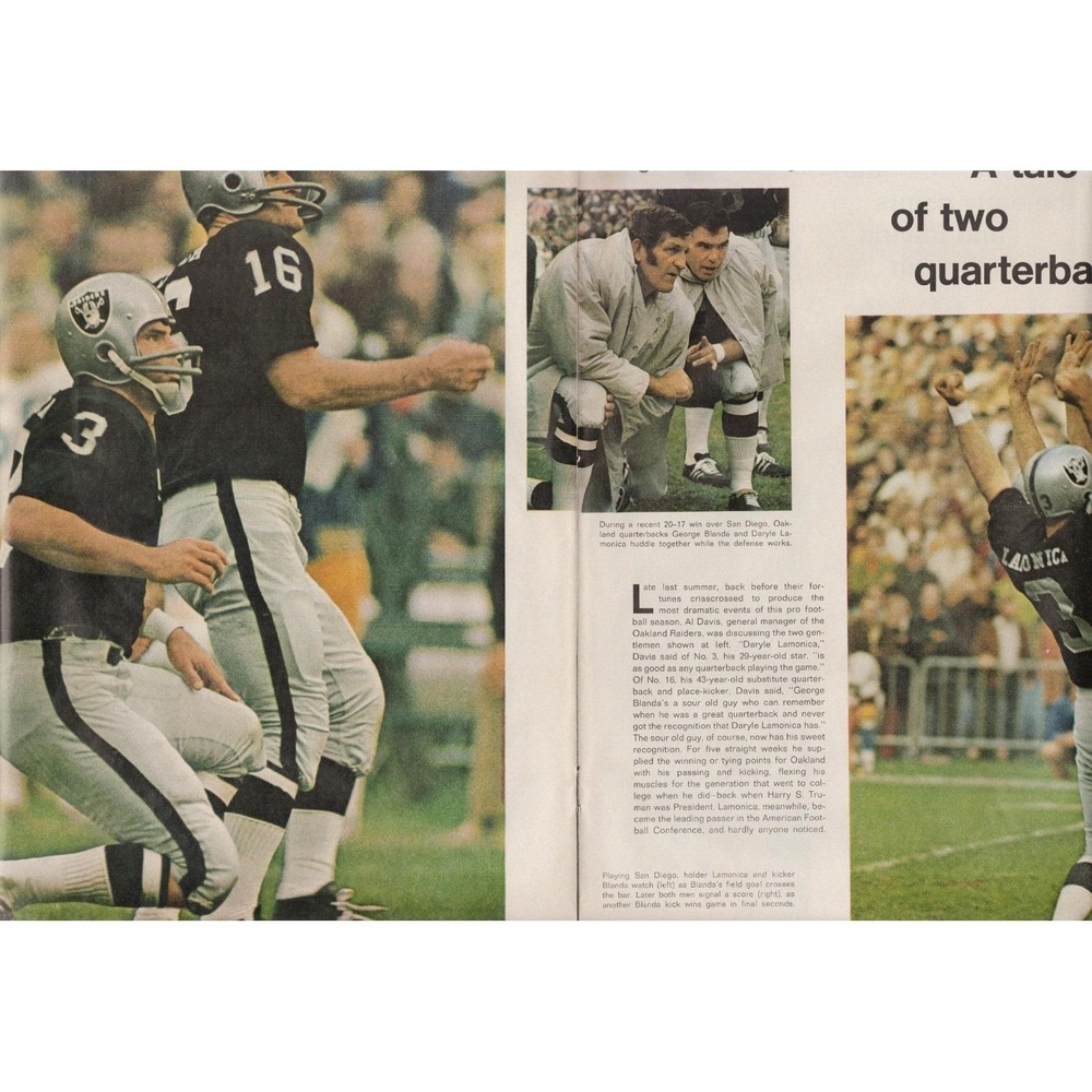 Oakland Raiders George Blanda Daryle Lamonica Quarterbacks Print Ad 1970